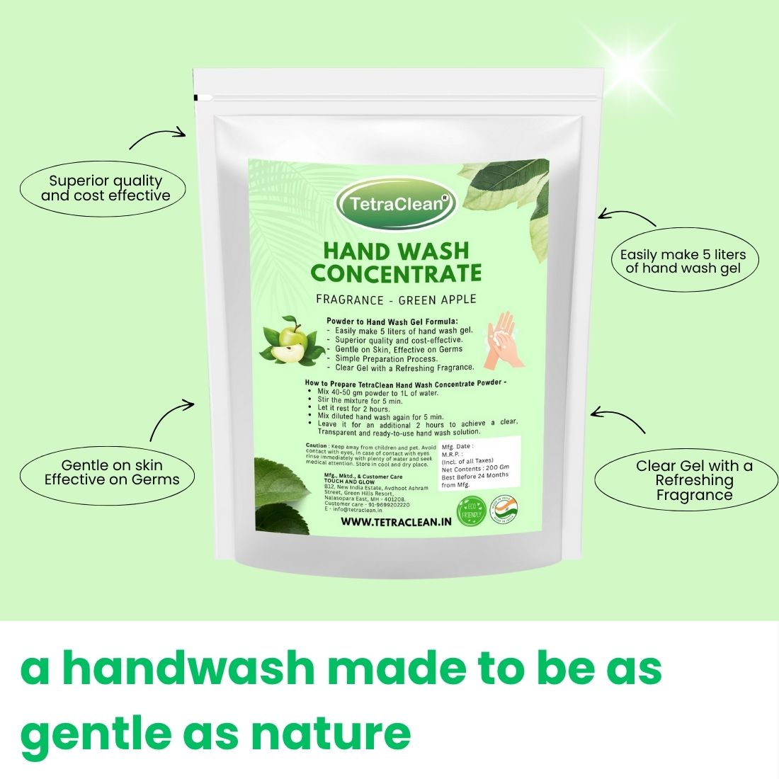 TetraClean Hand Wash Concentrate Green Apple, 200g