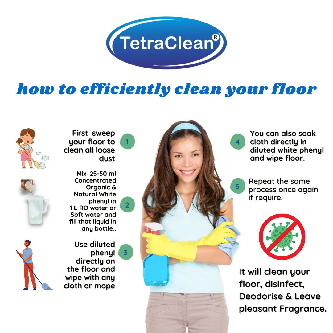 TetraClean White Phenyl Concentrate with Rose Fragrance Fragrance 1L