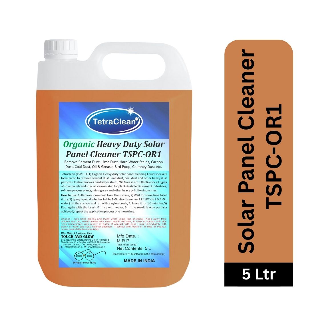 TetraClean TSPC‑OR1 Organic Heavy Duty Solar Panel Cleaner 5L