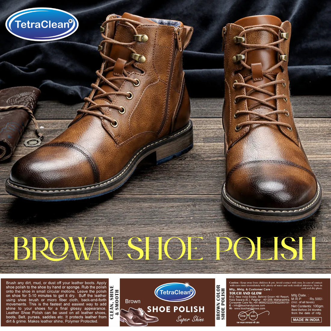 TetraClean Brown Shoe Polish – Leather Polish 100g