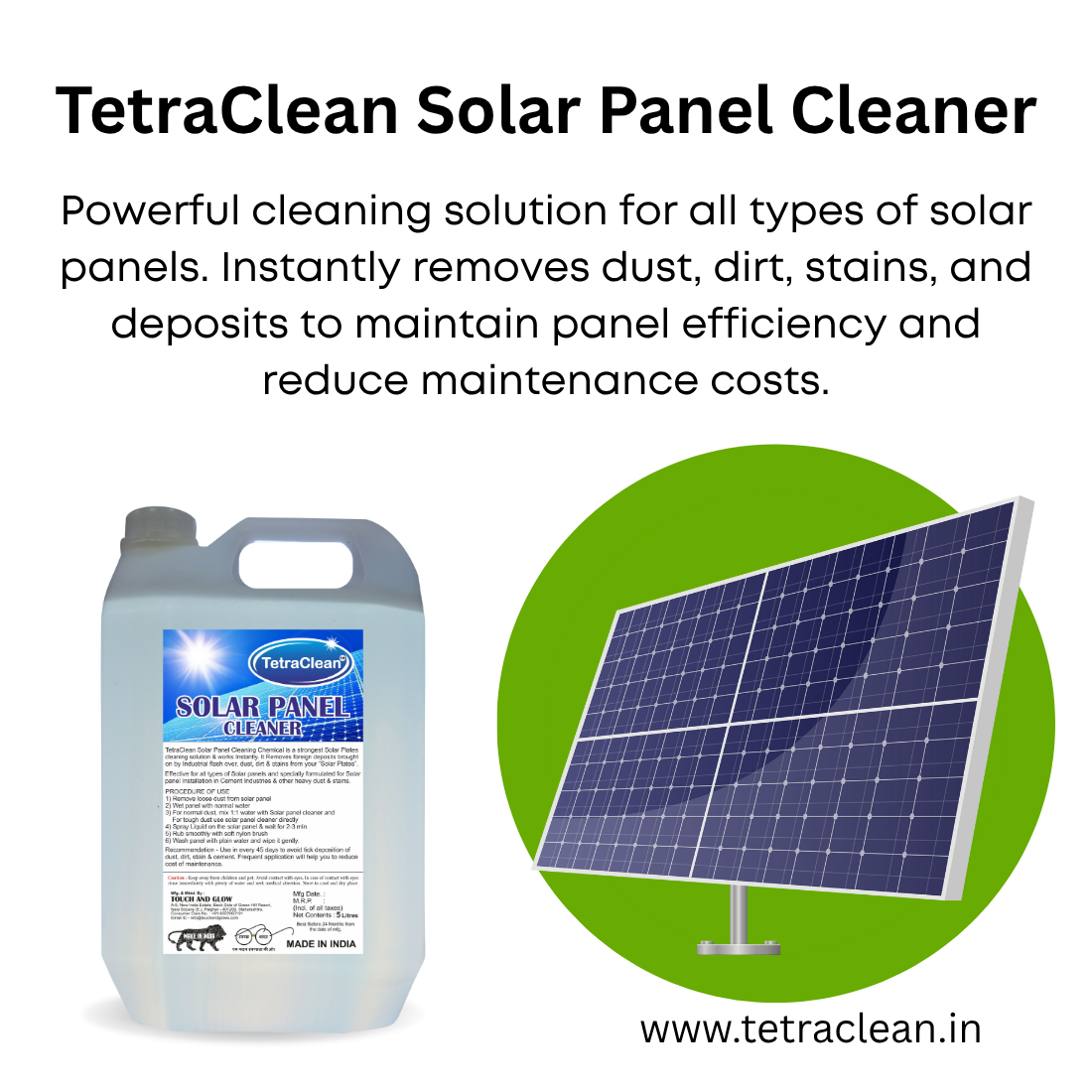 TetraClean Solar Panel Cleaner Chemical, 5L