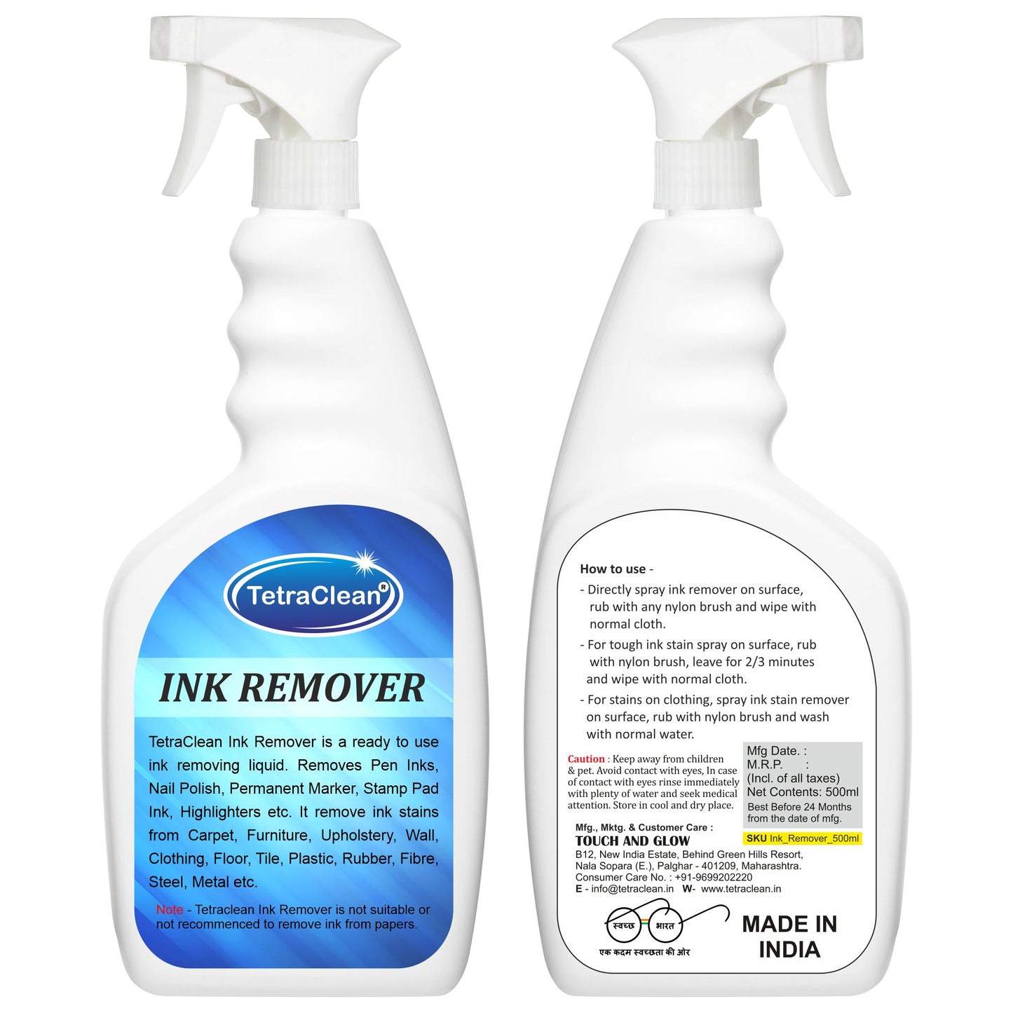 TetraClean Ink Remover Spray I Fabric Stain Remover 500g