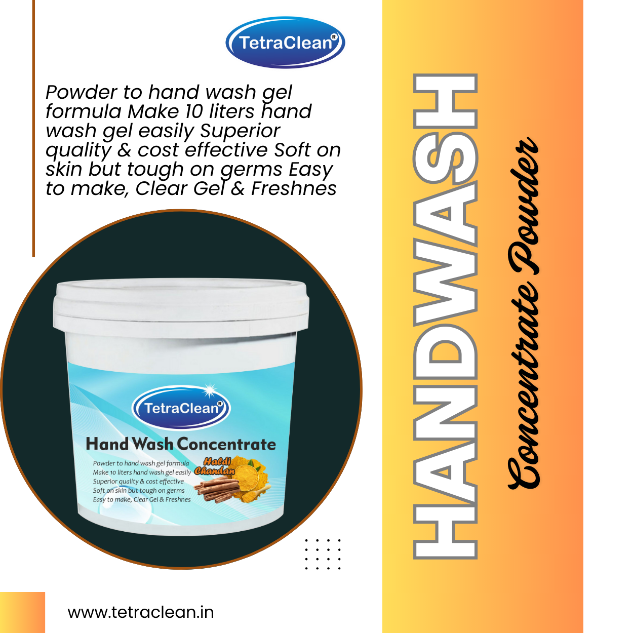 TetraClean Hand Wash Concentrate Powder Haldi Chandan - 500g