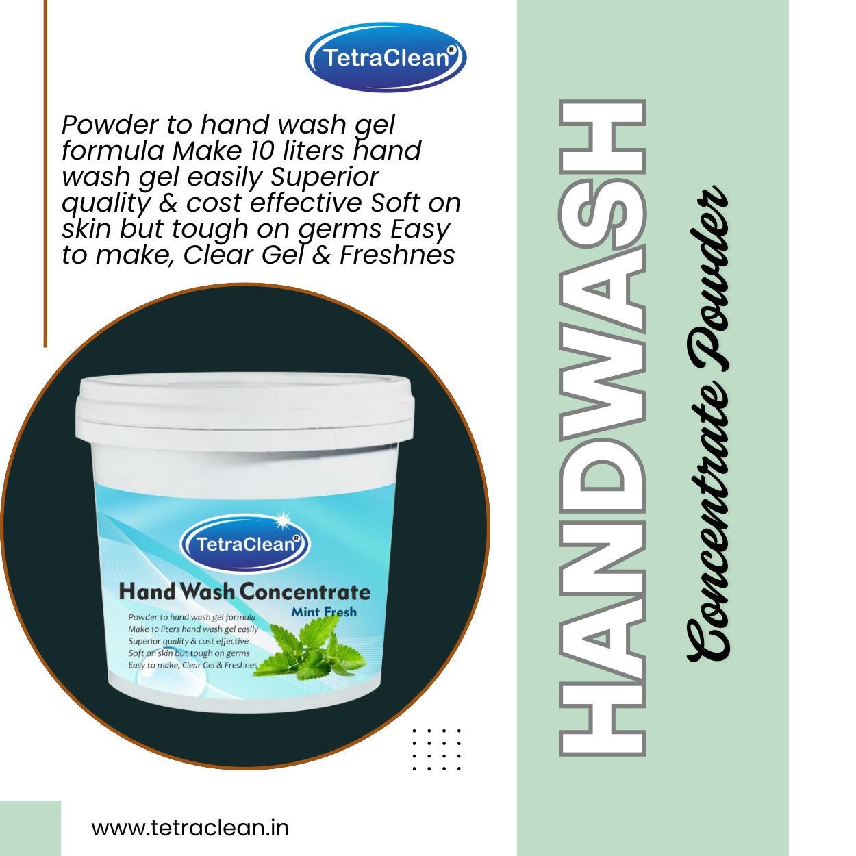 TetraClean Hand Wash Concentrate Powder Mint Fresh - 500g