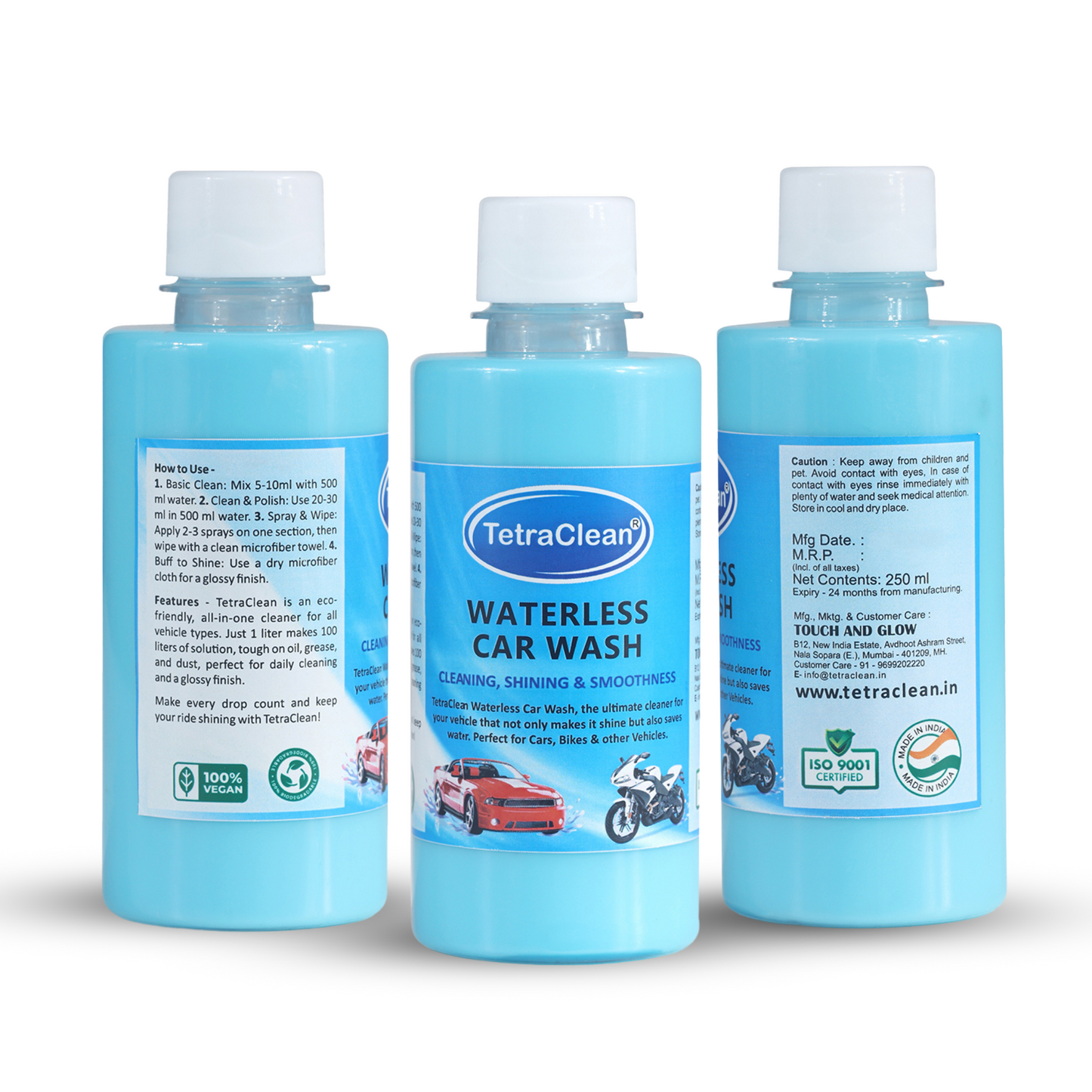TetraClean Waterless Car Wash 250ml – Instant Shine & Smooth Finish Cleaner