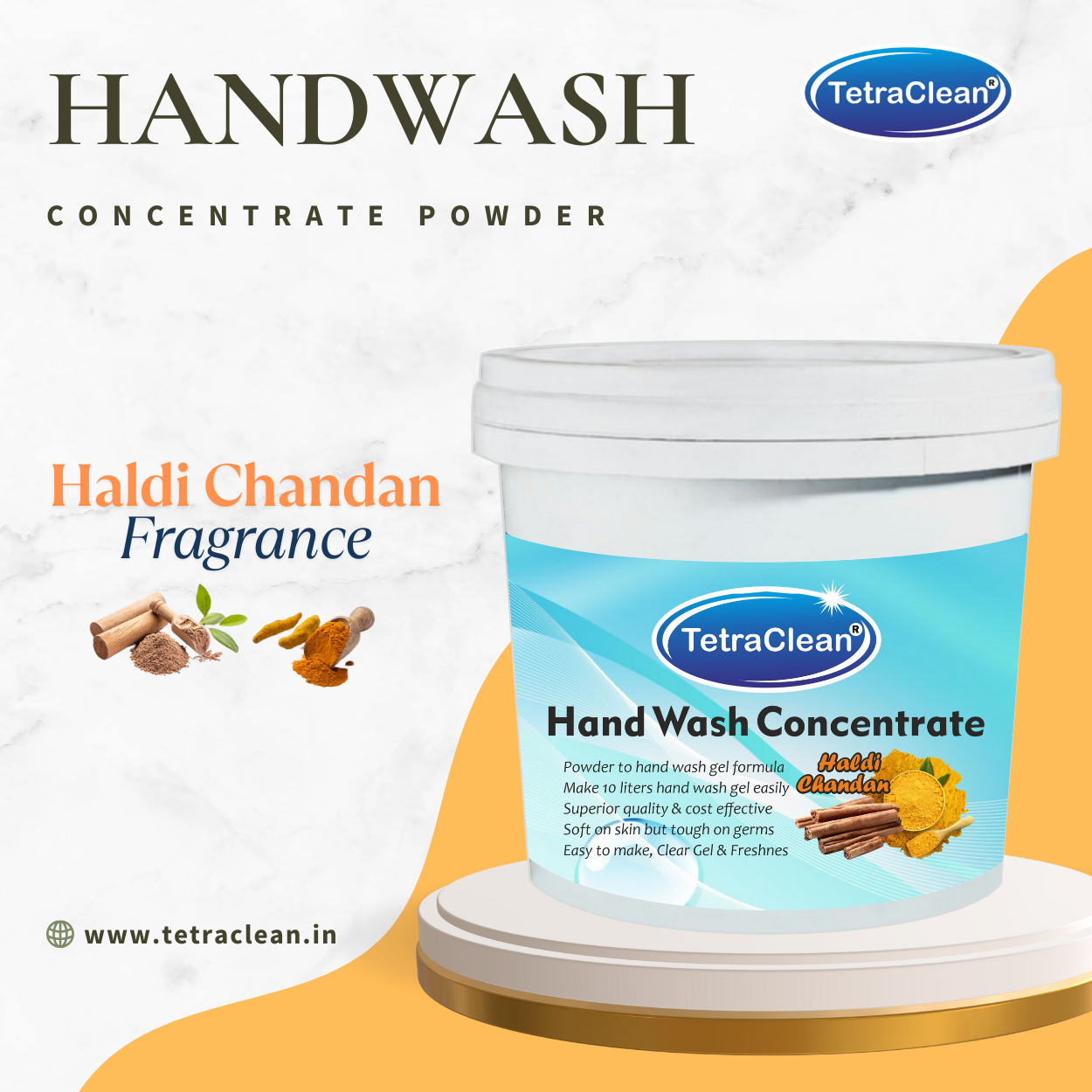 TetraClean Hand Wash Concentrate Powder Haldi Chandan - 500g