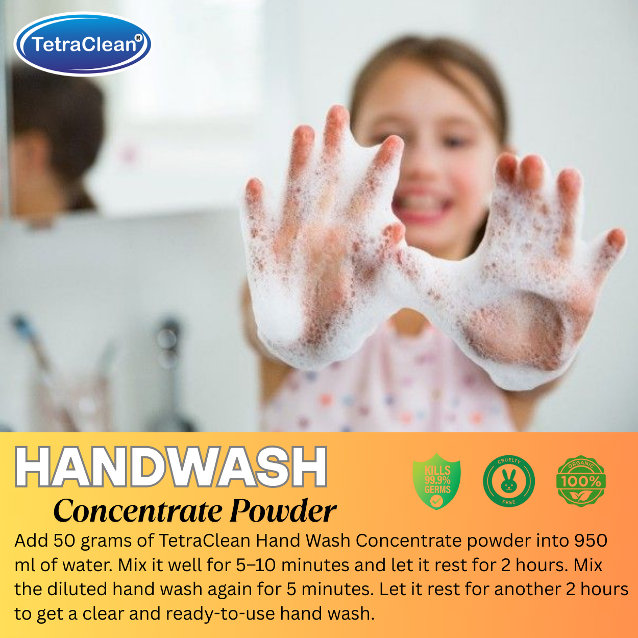 TetraClean Hand Wash Concentrate Powder Haldi Chandan - 500g