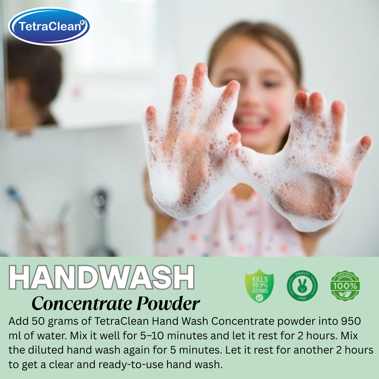 TetraClean Hand Wash Concentrate Powder Mint Fresh - 500g