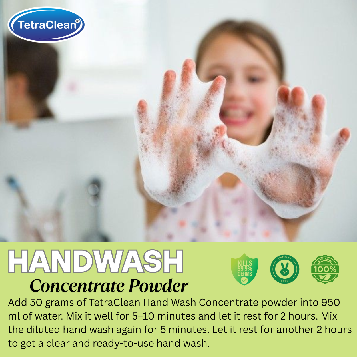 TetraClean Hand Wash Concentrate Powder Green Apple - 500g