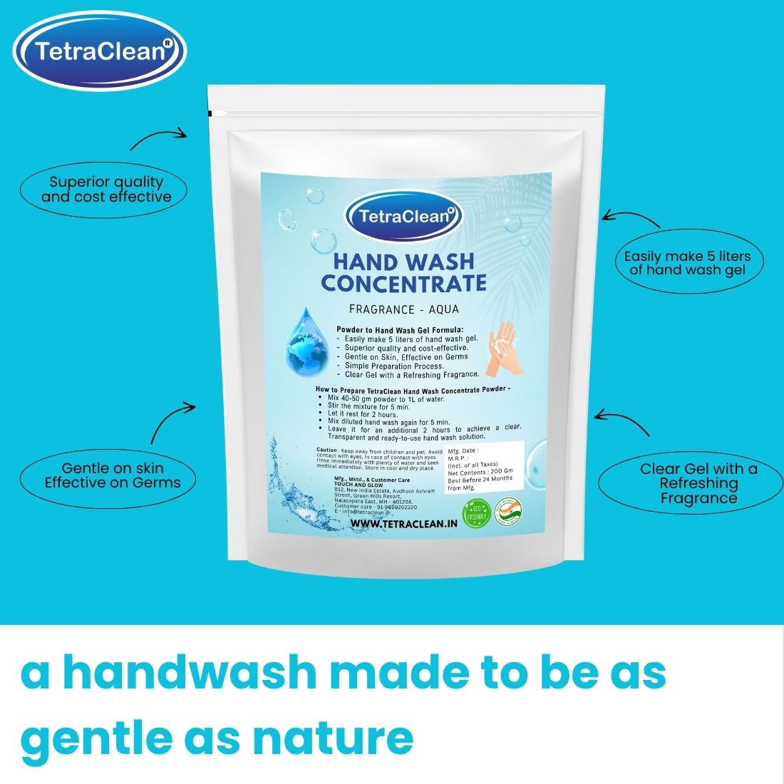 TetraClean Hand Wash Concentrate Aqua, 200g