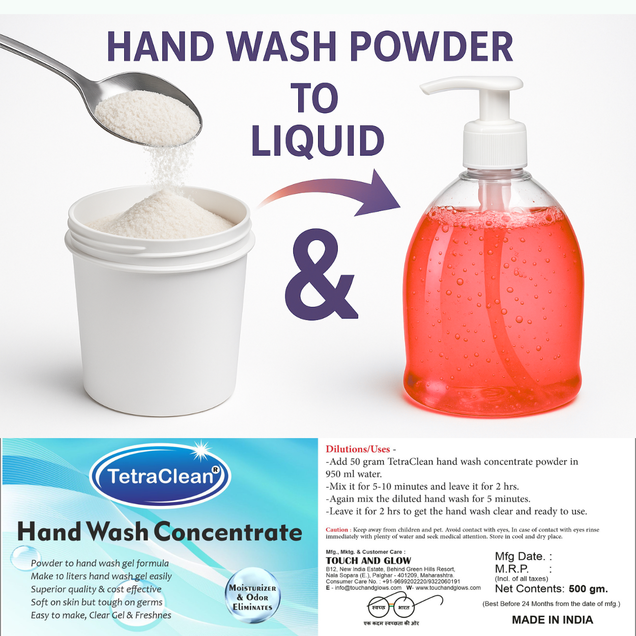 TetraClean Hand Wash Concentrate Powder Strawberry - 500g