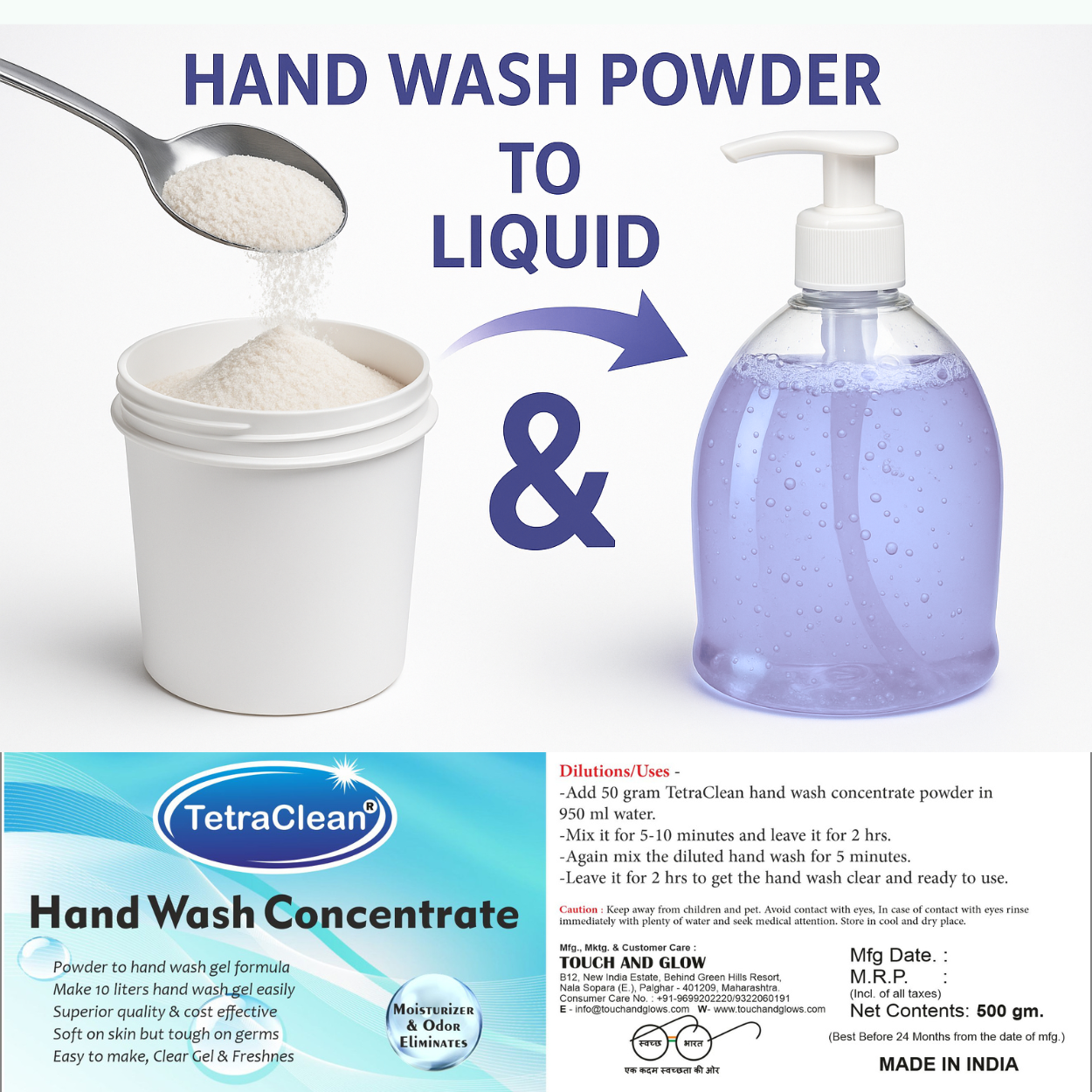 TetraClean Hand Wash Concentrate Powder Lavender - 500g