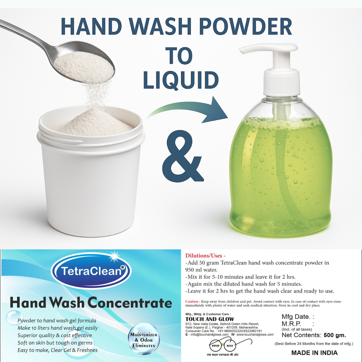 TetraClean Hand Wash Concentrate Powder Green Apple - 500g
