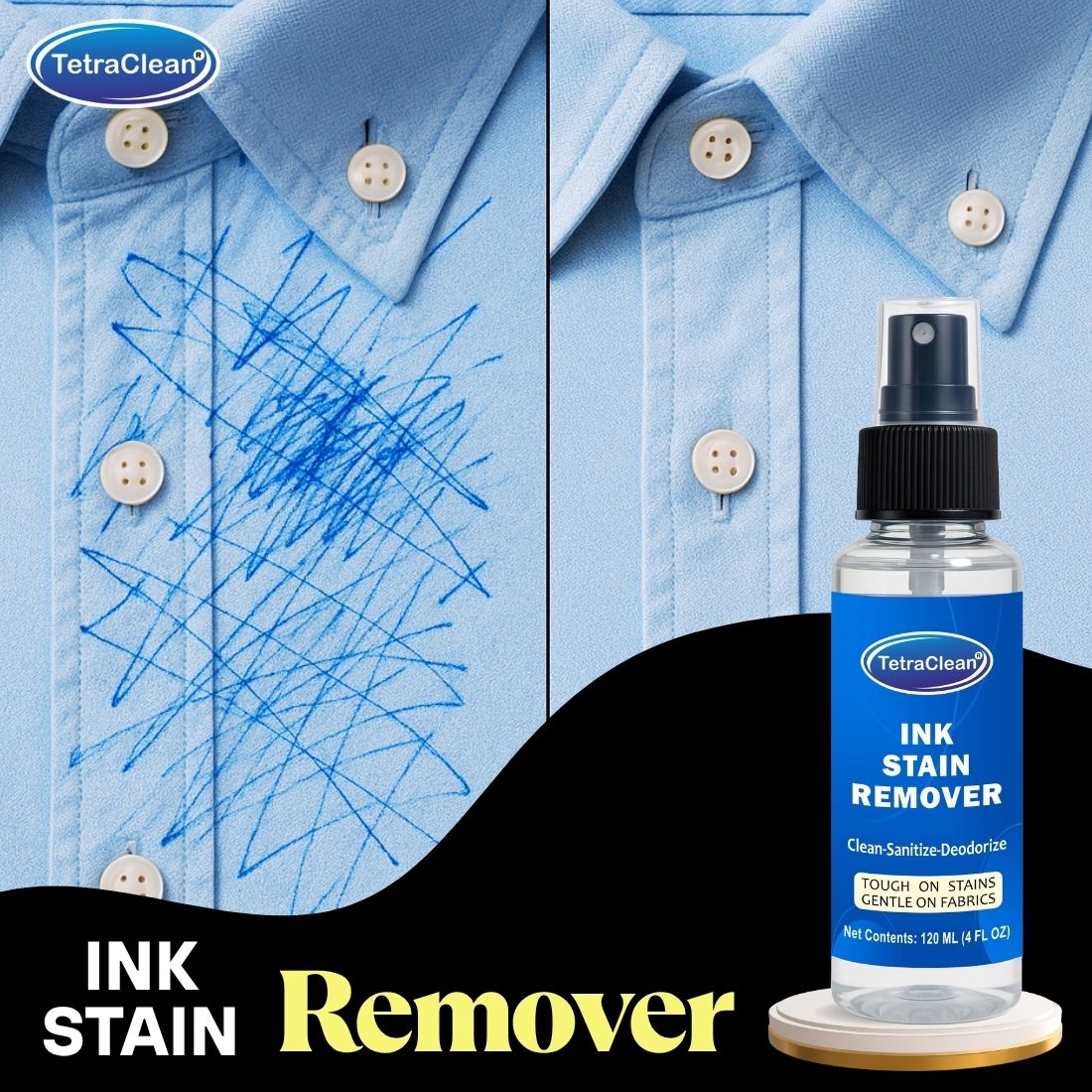 TetraClean Ink Remover Spray – Remove Pen Ink Remover Stain 120ml
