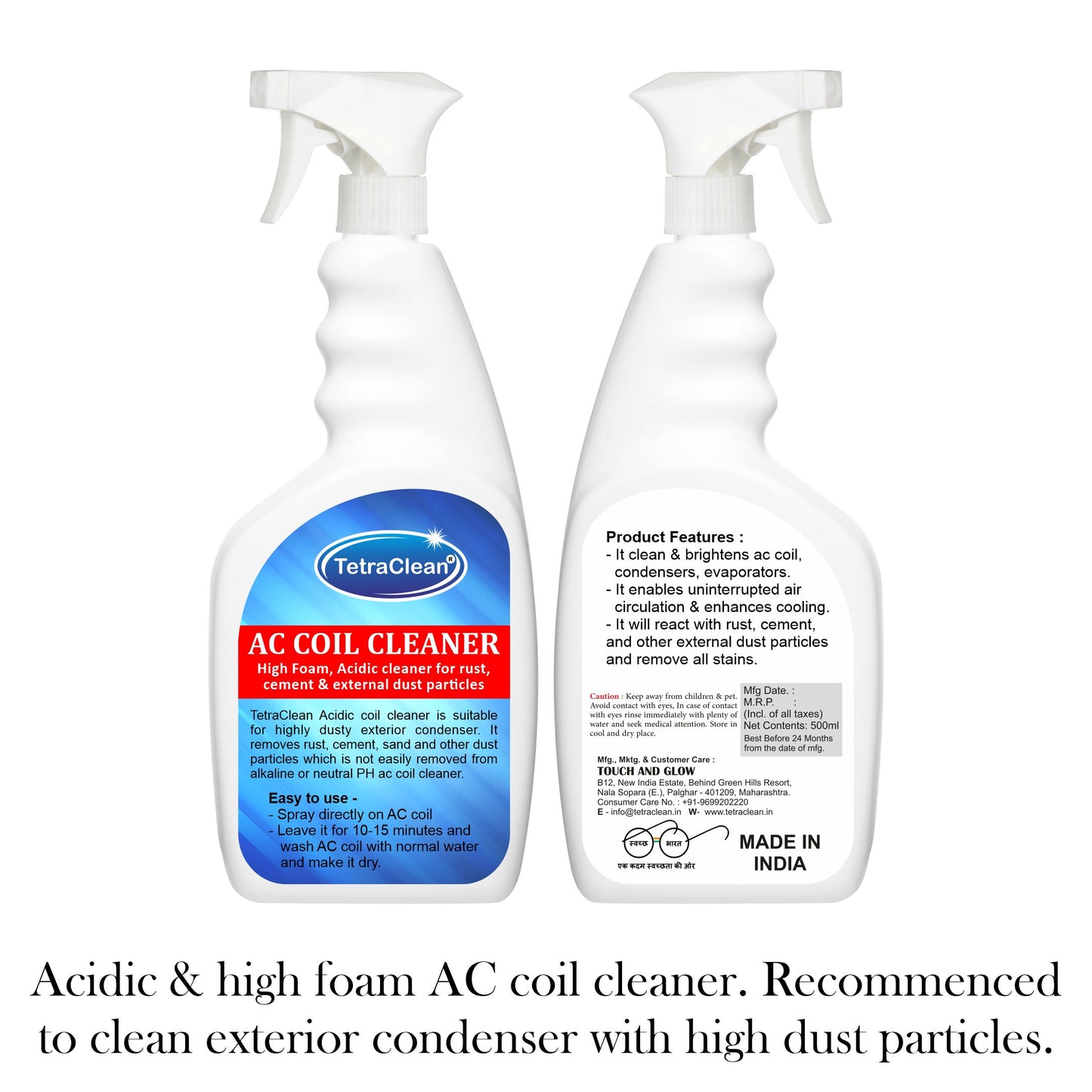 TetraClean Acidic AC Coil Cleaner I High Foam Ac Clean Red 500ml