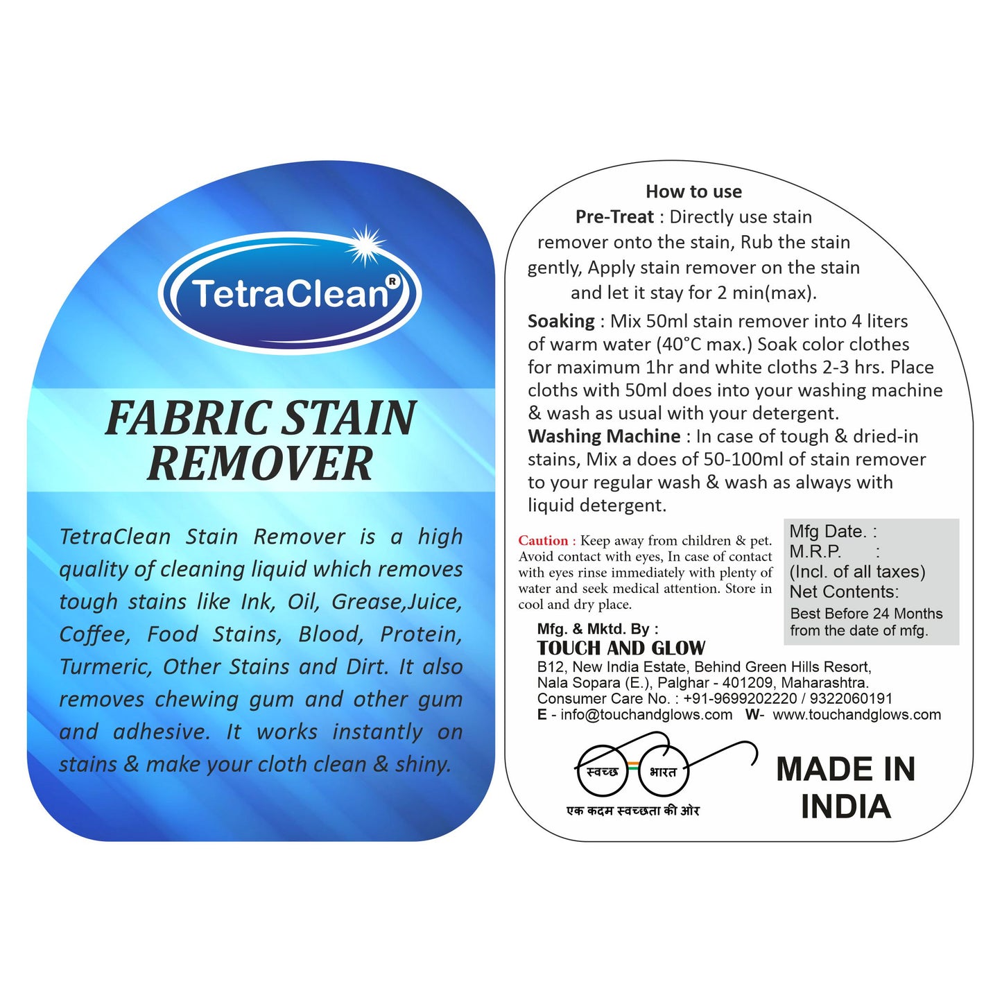 TetraClean Fabric Stain Remover – 500ml
