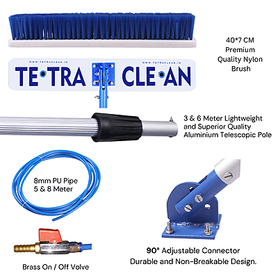 TetraClean Solar Panel Cleaning Nylon Brush with Telescopic Pole and Water System – Ultimate Cleaning Solution for Optimal Solar Performance TetraClean Solar Panel Cleaning Nylon Brush with Telescopic Pole and Water System – Ultimate Cleaning Solution for Optimal Solar Performance
