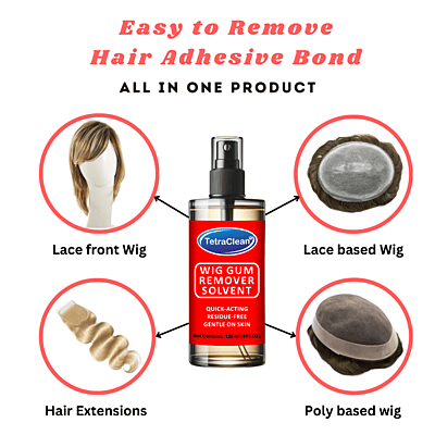 Tetraclean Hair Wig Adhesive Remover Solvent | Hair Glue Bonding Residue Remover | Removes Adhesive Hair Glue, Lace Wig, Toupees, Wig Tape, Double Sided Extension Tape / 120ML Tetraclean Hair Wig Adhesive Remover Solvent | Hair Glue Bonding Residue Remover | Removes Adhesive Hair Glue, Lace Wig, Toupees, Wig Tape, Double Sided Extension Tape / 120ML