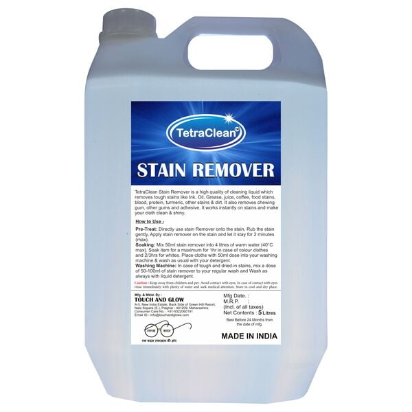 TetraClean Fabric Stain Remover with Advanced Formula for Clean & Spotless Clothes Stain Remover (5L)