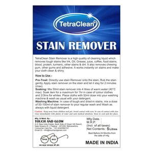 TetraClean Fabric Stain Remover with Advanced Formula for Clean & Spotless Clothes Stain Remover (5L)