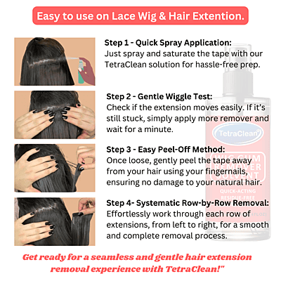 Tetraclean Hair Wig Adhesive Remover Solvent | Hair Glue Bonding Residue Remover | Removes Adhesive Hair Glue, Lace Wig, Toupees, Wig Tape, Double Sided Extension Tape / 120ML Tetraclean Hair Wig Adhesive Remover Solvent | Hair Glue Bonding Residue Remover | Removes Adhesive Hair Glue, Lace Wig, Toupees, Wig Tape, Double Sided Extension Tape / 120ML