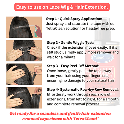 Tetraclean Hair Wig Adhesive Remover Solvent | Hair Glue Bonding Residue Remover | Removes Adhesive Hair Glue, Lace Wig, Toupees, Wig Tape, Double Sided Extension Tape / 120ML Tetraclean Hair Wig Adhesive Remover Solvent | Hair Glue Bonding Residue Remover | Removes Adhesive Hair Glue, Lace Wig, Toupees, Wig Tape, Double Sided Extension Tape / 120ML