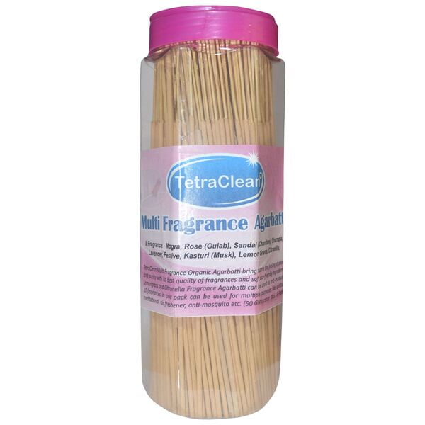 TetraClean Multifragrance Natural and Non Toxic Fragrance sticks/ Organic Agarbatti Rose, Citronella, Sandal, Musk, Mogra, Lemongrass, Jasmine, Loban and Festive Fragrance Agarbattis (450 g)