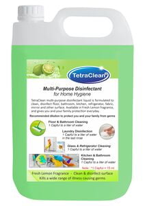 TetraClean Multipurpose Disinfectant Cleaner for Home Hygiene in Fresh Lemon Fragrance (5000 ML)