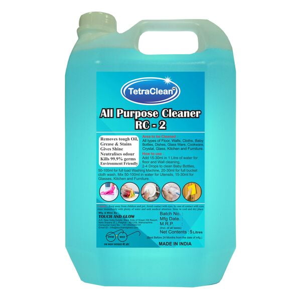 TetraClean Multi Purpose Cleaner all purpose cleaner for cleaning All types of Floor, Walls, Cloths, Baby Bottles, Dishes, Glass Ware, Cookware, Crystal, Glass, Kitchen and Furniture (5 L) TetraClean Multi Purpose Cleaner all purpose cleaner for cleaning All types of Floor, Walls, Cloths, Baby Bottles, Dishes, Glass Ware, Cookware, Crystal, Glass, Kitchen and Furniture (5 L)