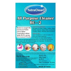 TetraClean Multi Purpose Cleaner all purpose cleaner for cleaning All types of Floor, Walls, Cloths, Baby  Bottles, Dishes, Glass Ware, Cookware,  Crystal, Glass, Kitchen and Furniture (5 L)