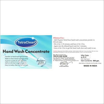 TetraClean Hand Wash Concentrate Powder - 500gm packing - with multiple fragrance TetraClean Hand Wash Concentrate Powder - 500gm packing - with multiple fragrance