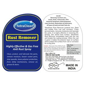 TetraClean Rust Remover Highy Effective and Gas Free Anti Rust Spray (500 ml) TetraClean Rust Remover Highy Effective and Gas Free Anti Rust Spray (500 ml)