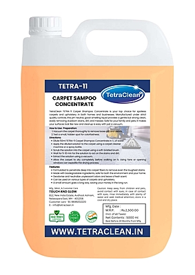 Tetraclean Tetra11 Carpet Shampoo Concentrate | Deep Cleaning & Stain Remover | Safe for Carpets & Upholstery