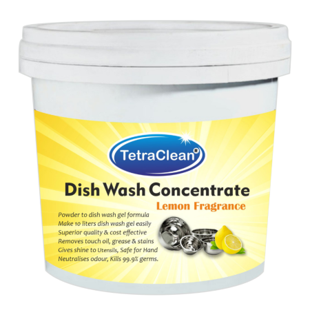 TetraClean Dish Wash Concentrate Powder – Lemon Fragrance (500g) | Makes 20 Liters Dish Wash Gel