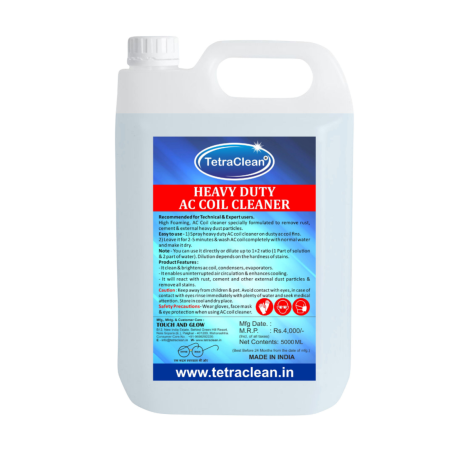 TetraClean Heavy Duty AC Coil Cleaner | Removes Rust, Cement, and Heavy Dust | Ideal for Exterior Condensers (5L)