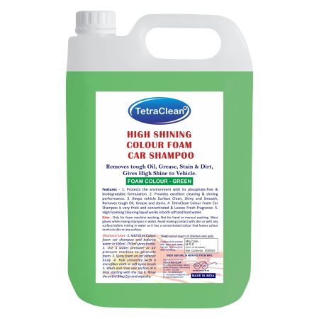 TetraClean High Colour Foam Car Shampoo – Green | 5L Thick Colour Foam Degreasing Car Wash Liquid